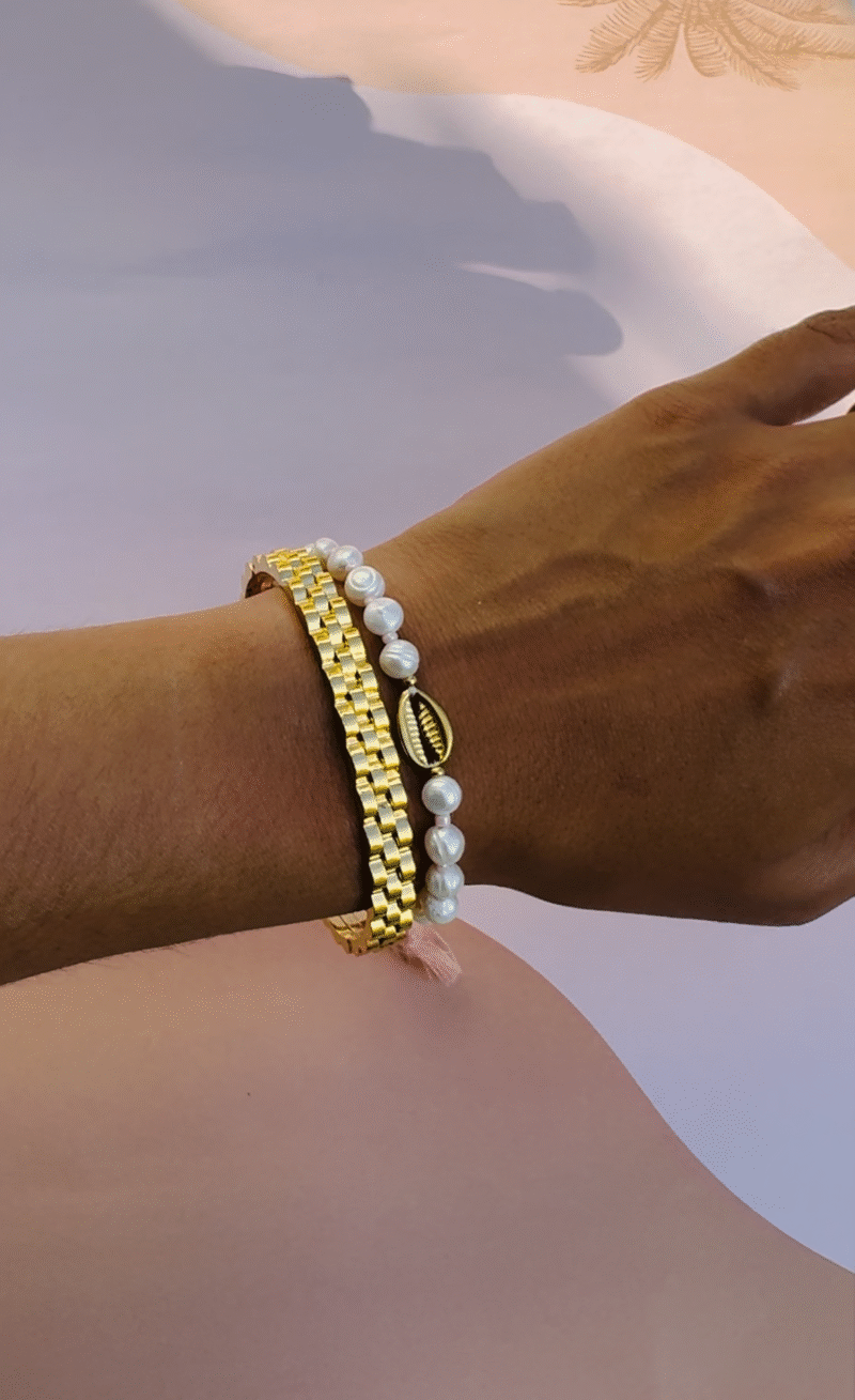 bracelet coquillage rose